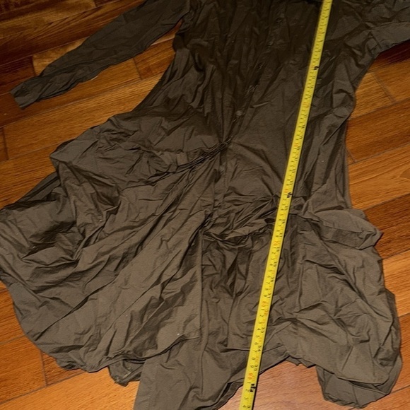 Designer Puckered Look Button Down Uneven Swing Dress Shirt Top Size S cotton - Picture 5 of 7